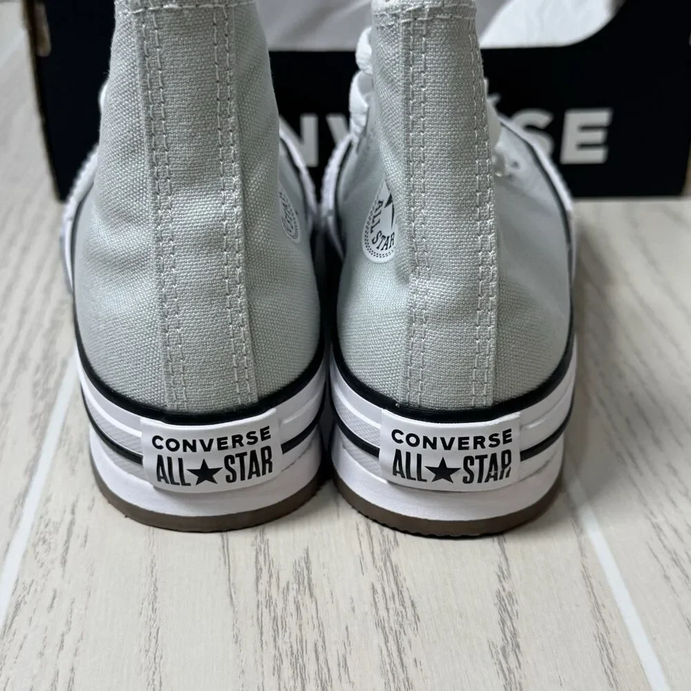 Converse Youth Size 1 Chuck Taylor All Star EVA Lift Hi Gray/White Canvas Shoes